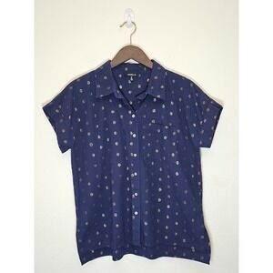 Emily D  Beautiful Button-Up Short Sleeve Collared  Blouse Size M
